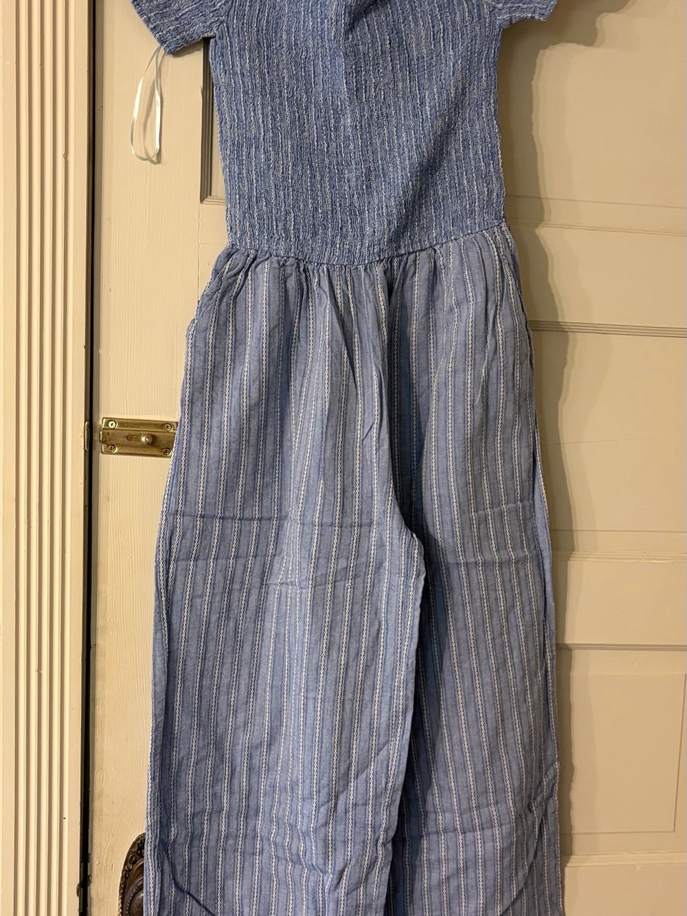 Blue Striped Wide-Leg Romper